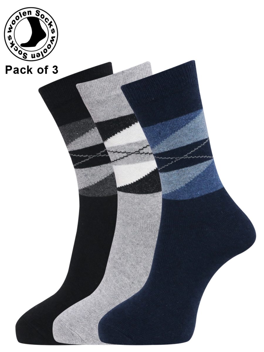 Dollar Full Length Woollen Socks for Mens Free Size (Pack of 3)