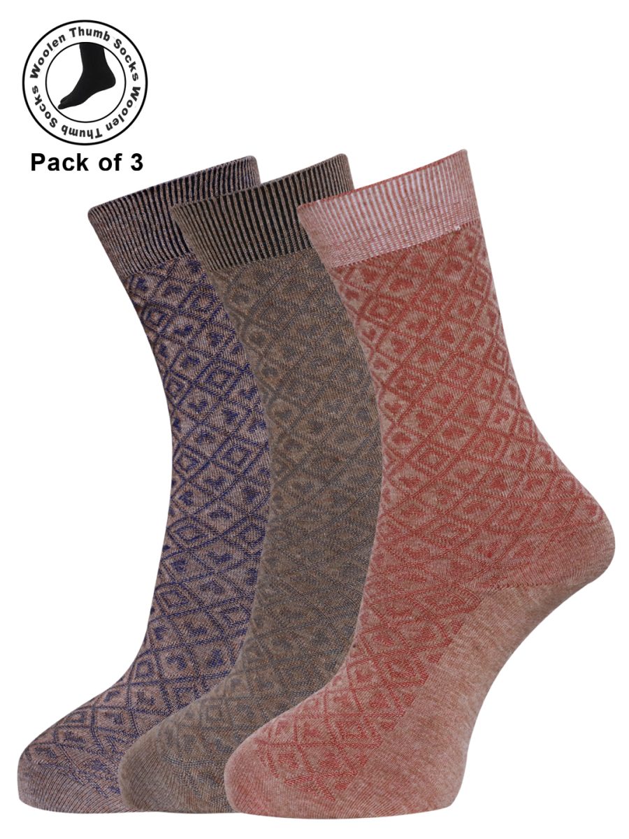 Dollar Woollen Thumb Socks Ankle length For Women's And Girls (Pack of 3)