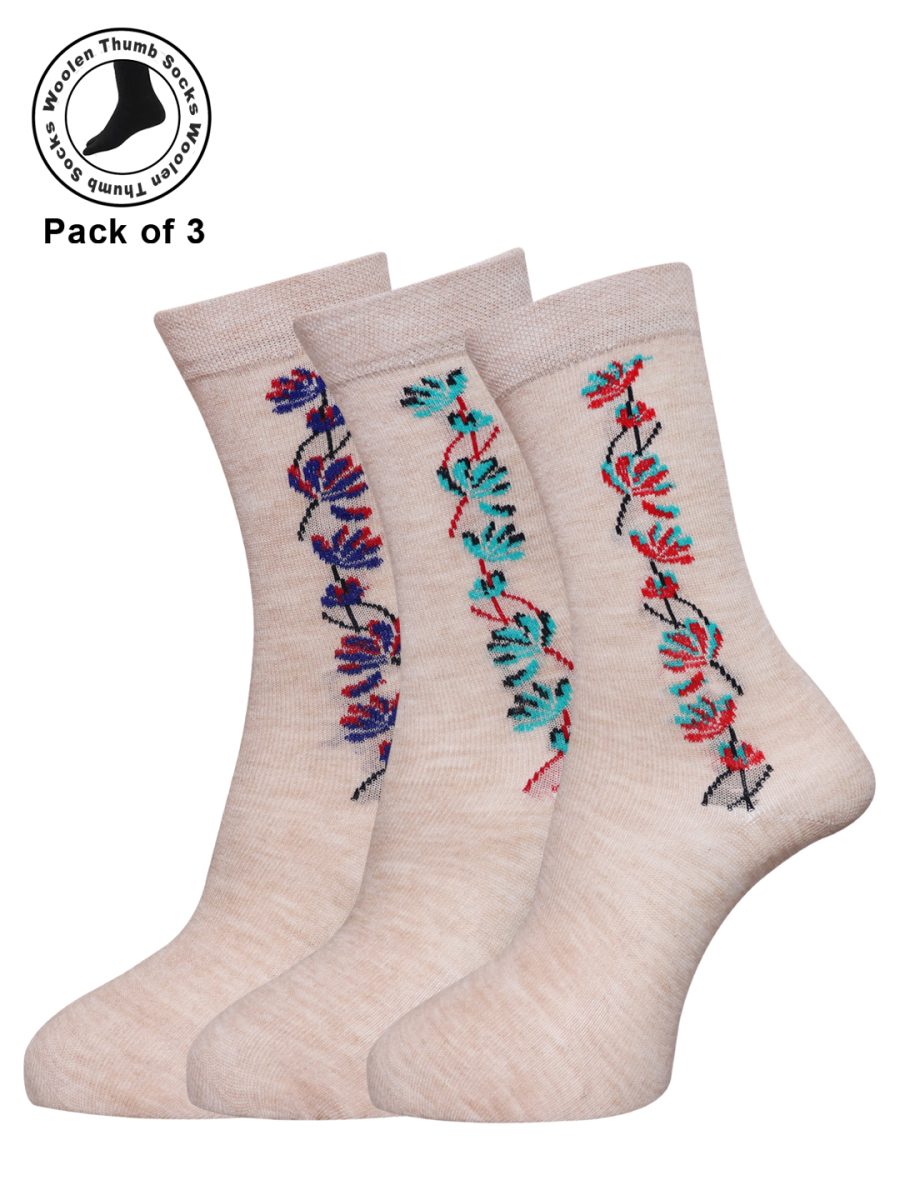 Dollar Woollen Thumb Socks Ankle length For Women's And Girls (Pack of 3)