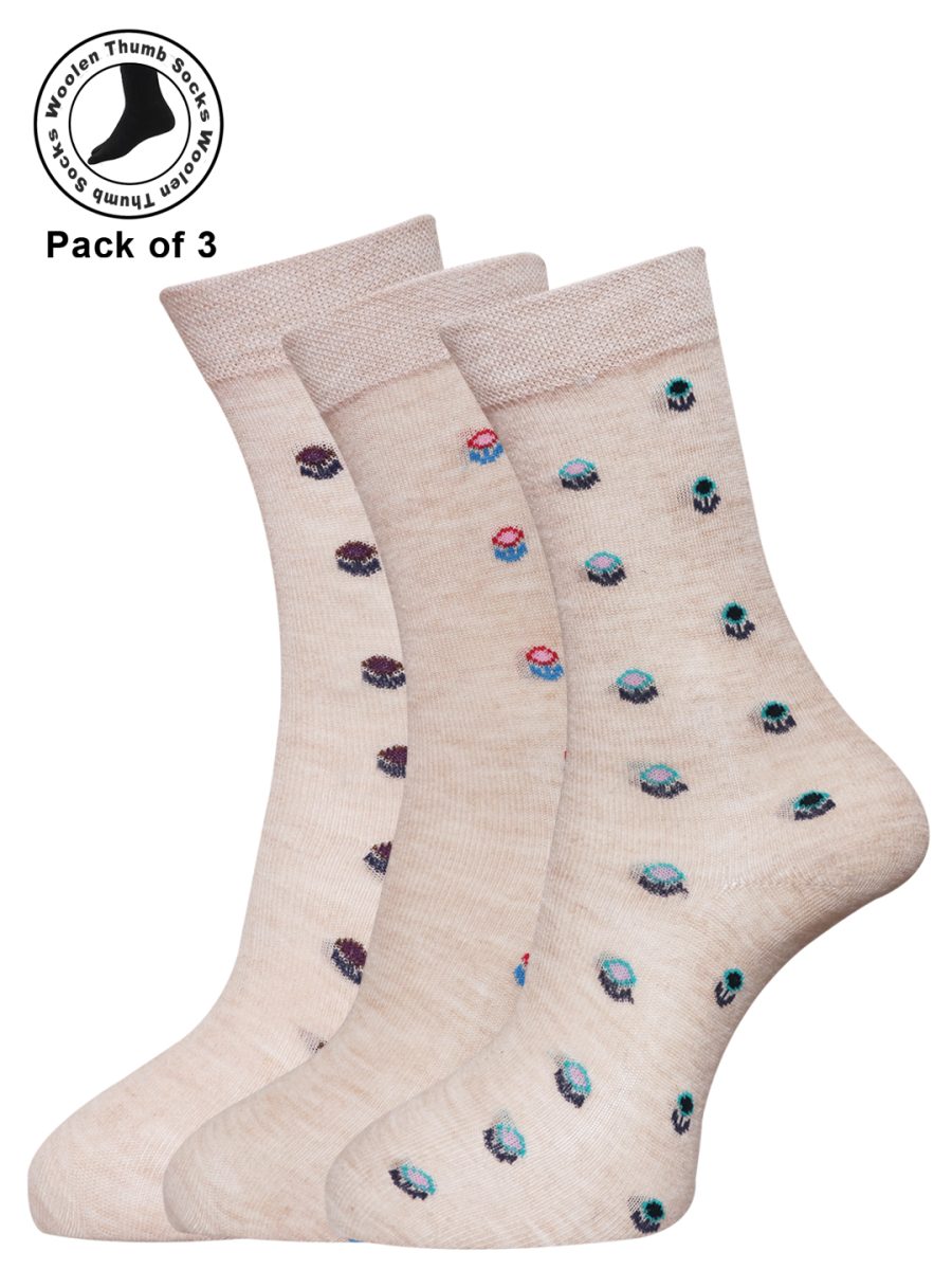Dollar Woollen Thumb Socks Ankle length For Women's And Girls (Pack of 3)
