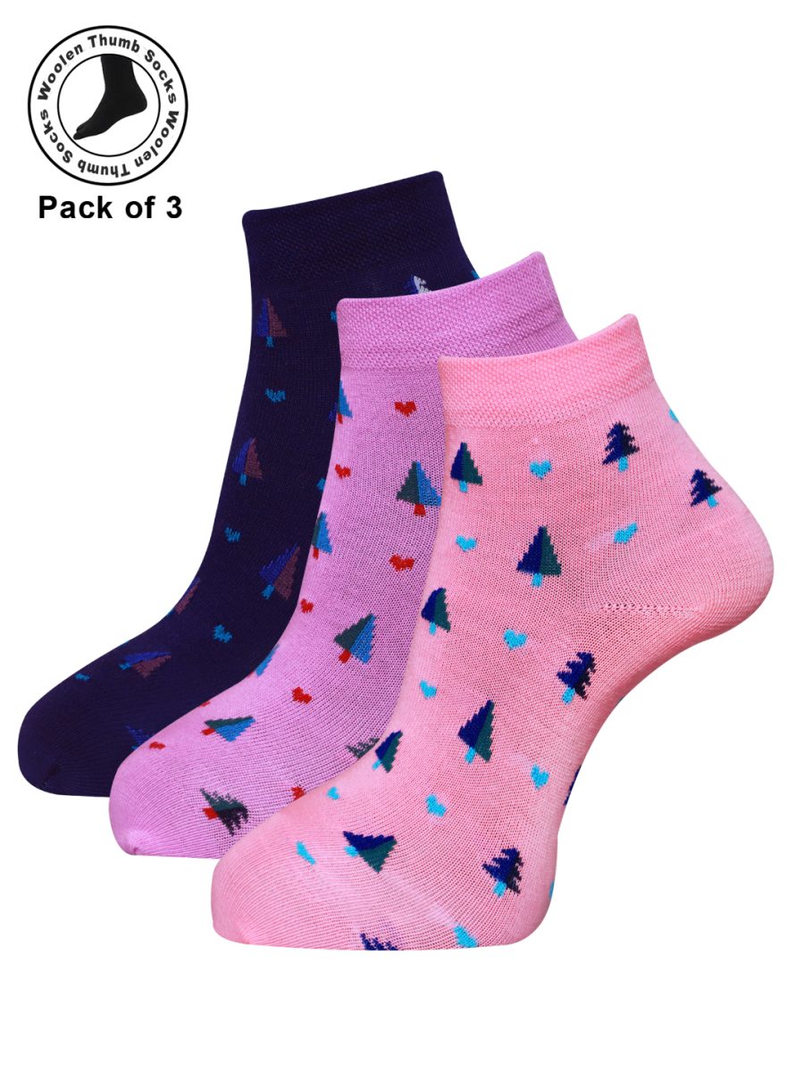 Dollar Woollen thumb socks Ankle Length Socks For Women's And Girls (Pack of 3)
