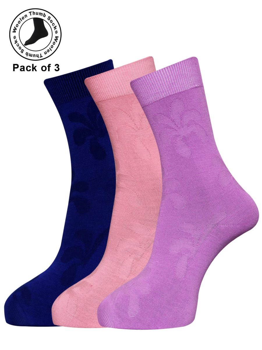 Dollar Woollen Socks Ankle Length For Women's And Girls (Pack of 3)