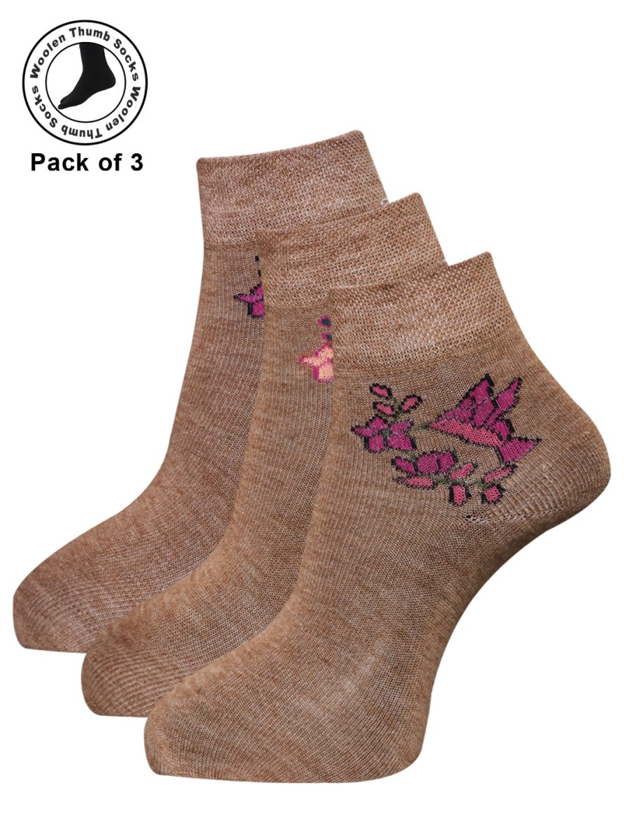Dollar Woollen Socks Ankle Length For Women's And Girls (Pack of 3)