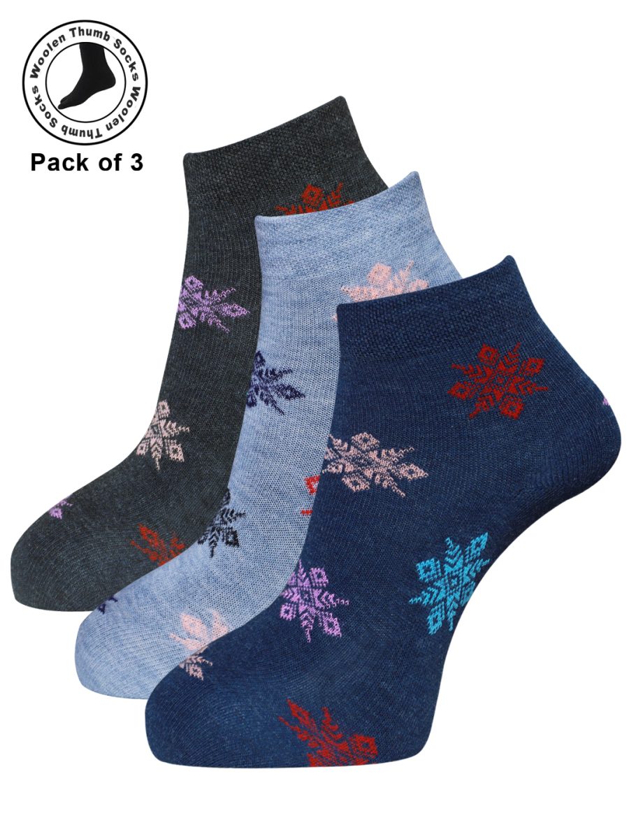 Dollar Woollen Socks Ankle Length For Women's And Girls (Pack of 3)