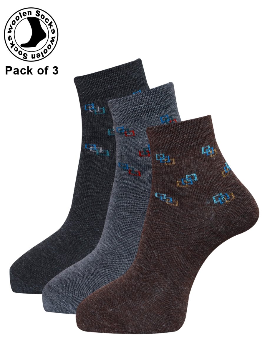 Dollar Woollen socks Ankle Length for Men's Free Size (Pack of 3)