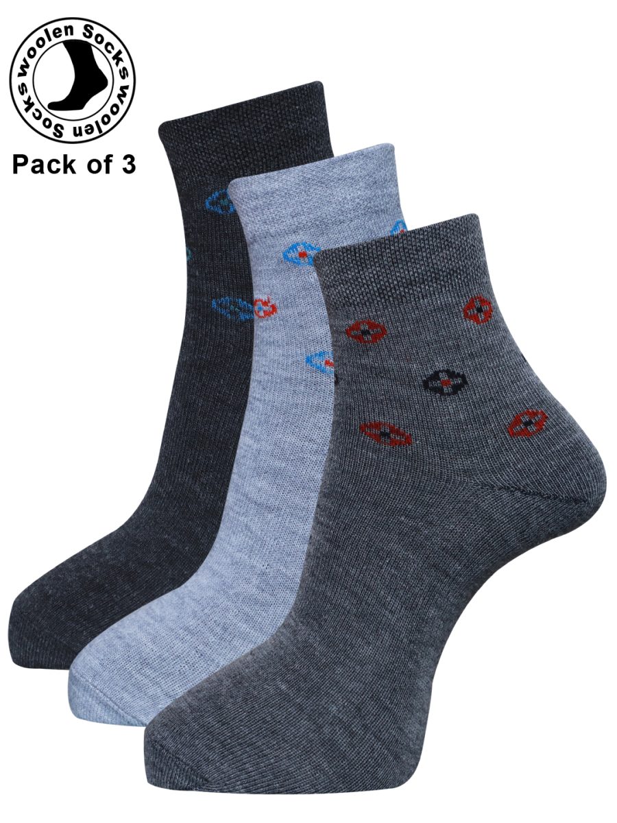 Dollar Woollen socks Ankle Length for Men's Free Size (Pack of 3)