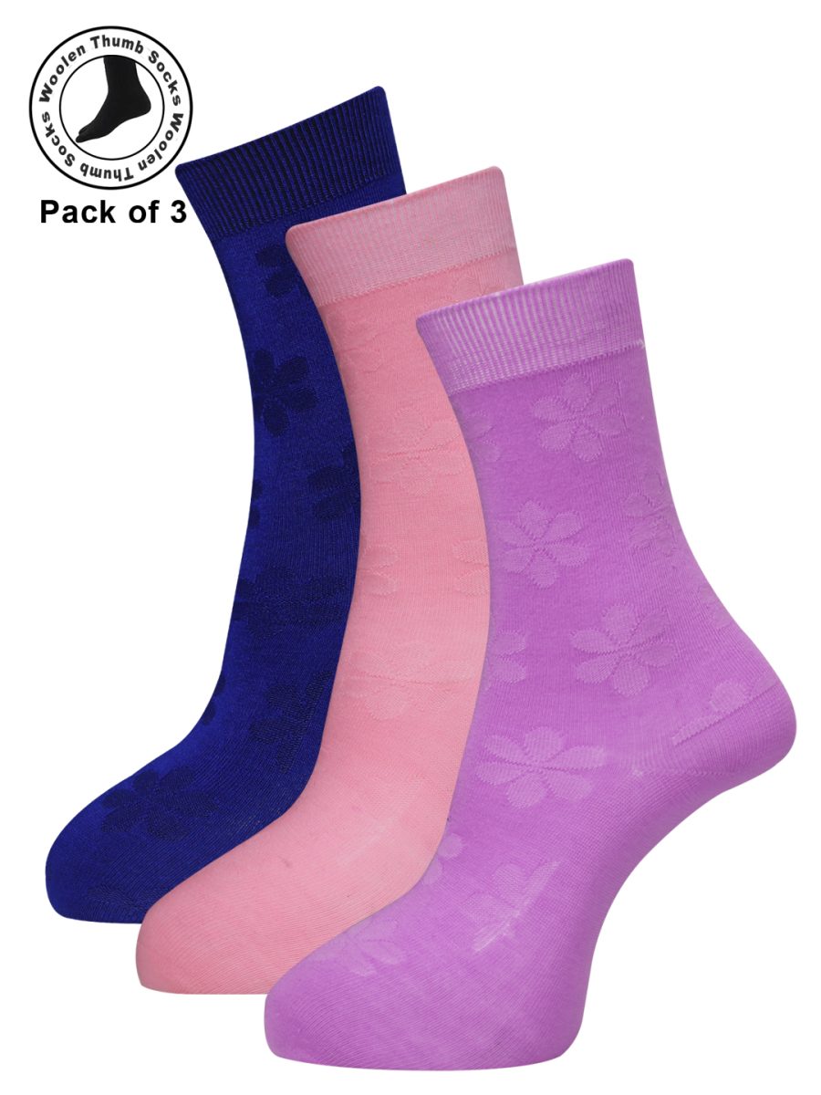Dollar Woollen Socks Ankle Length For Women's And Girls (Pack of 3)