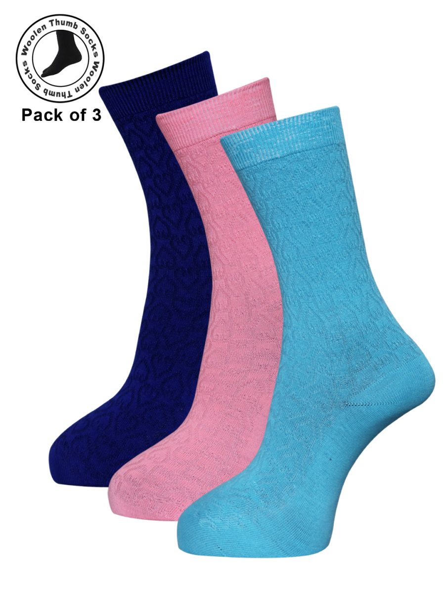 Dollar Woollen Socks Ankle Length For Women's And Girls (Pack of 3)