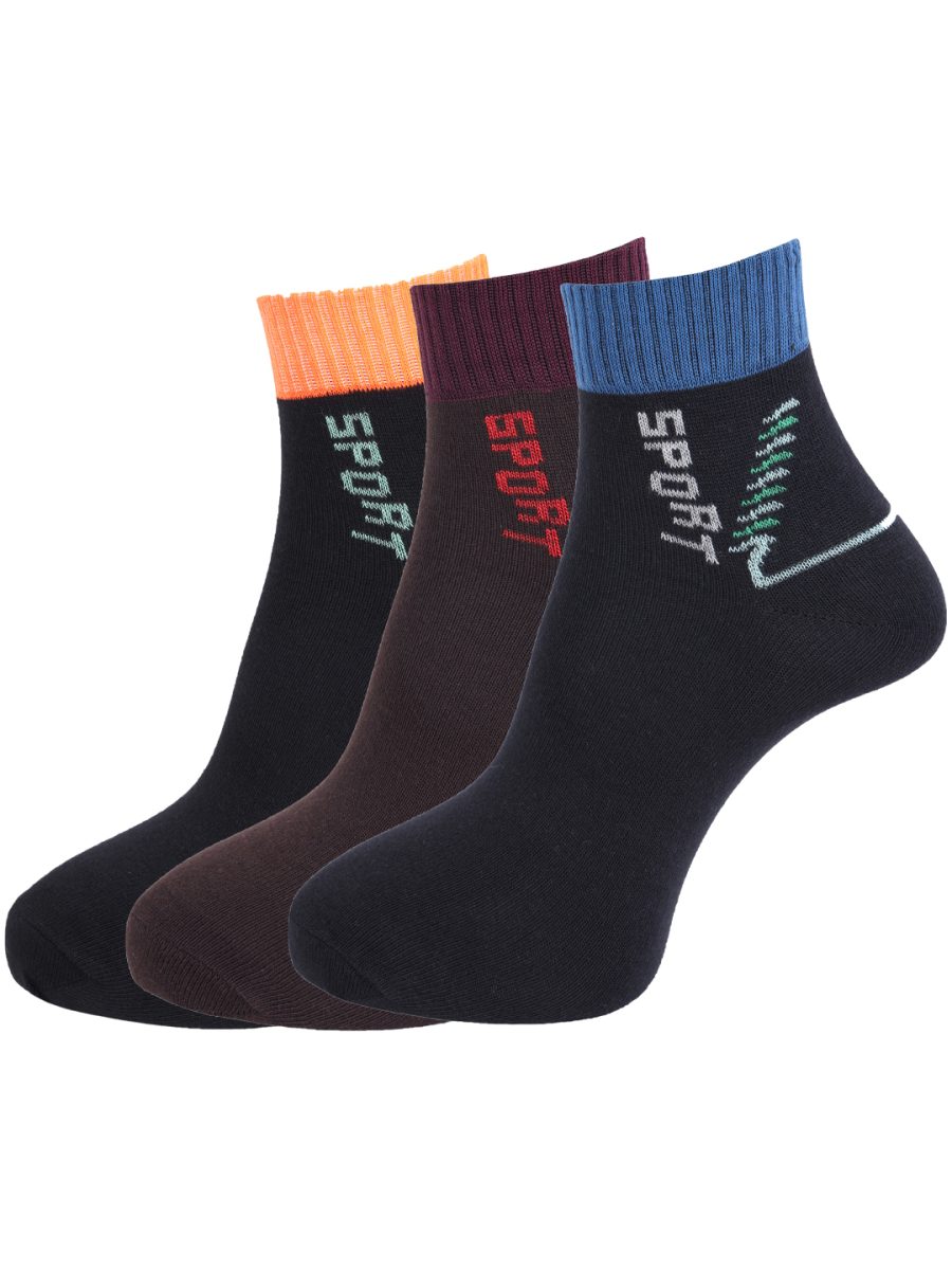 Dollar Socks Cotton Ankle Length Socks for Men's Free Size (Pack of 3)