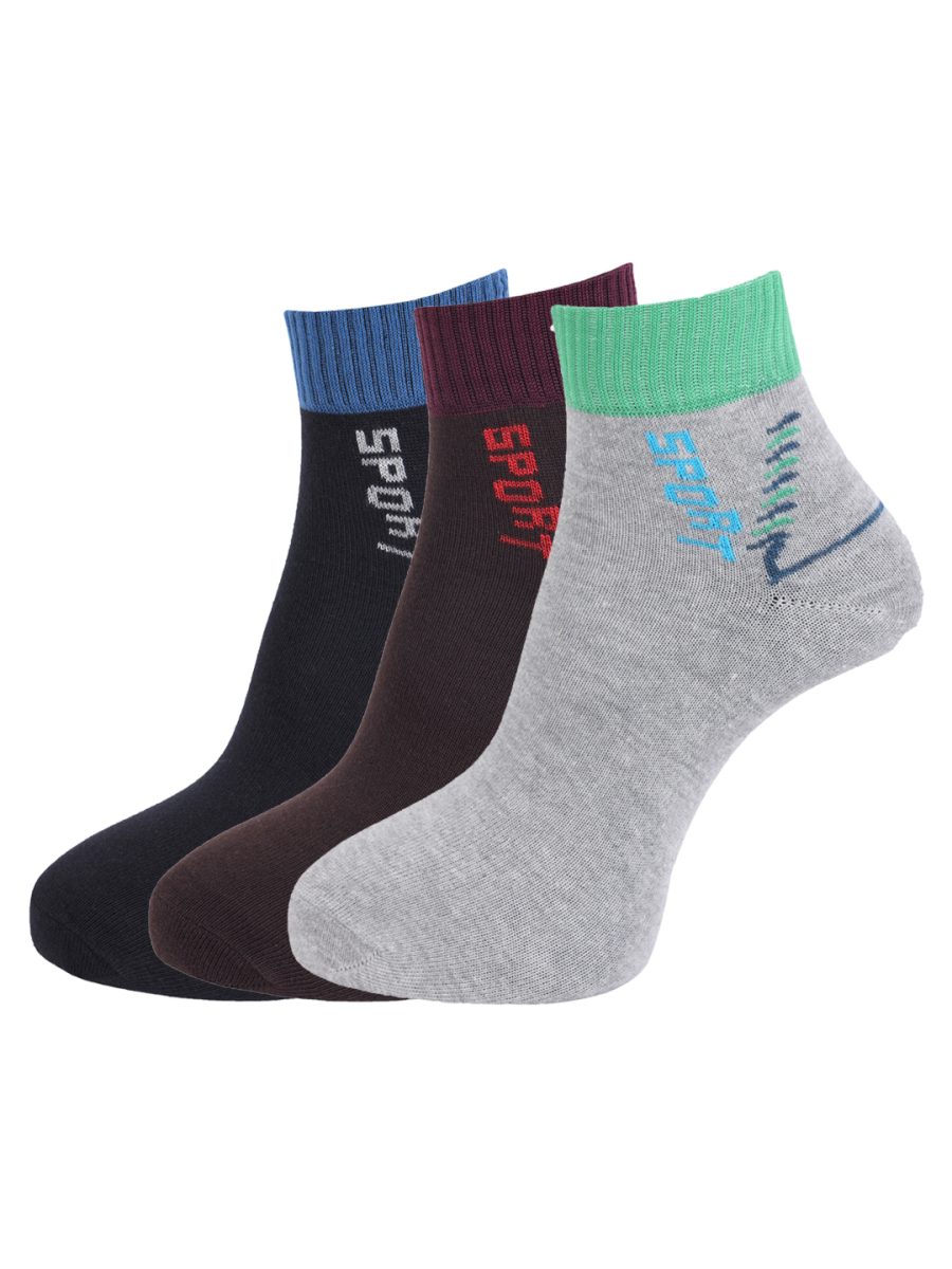 Dollar Socks Cotton Ankle Length Socks for Men's Free Size (Pack of 3)