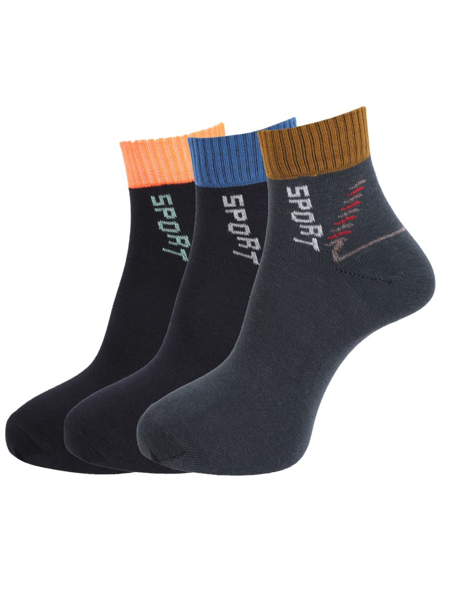 Dollar Socks Cotton Ankle Length Socks for Men's Free Size (Pack of 3)